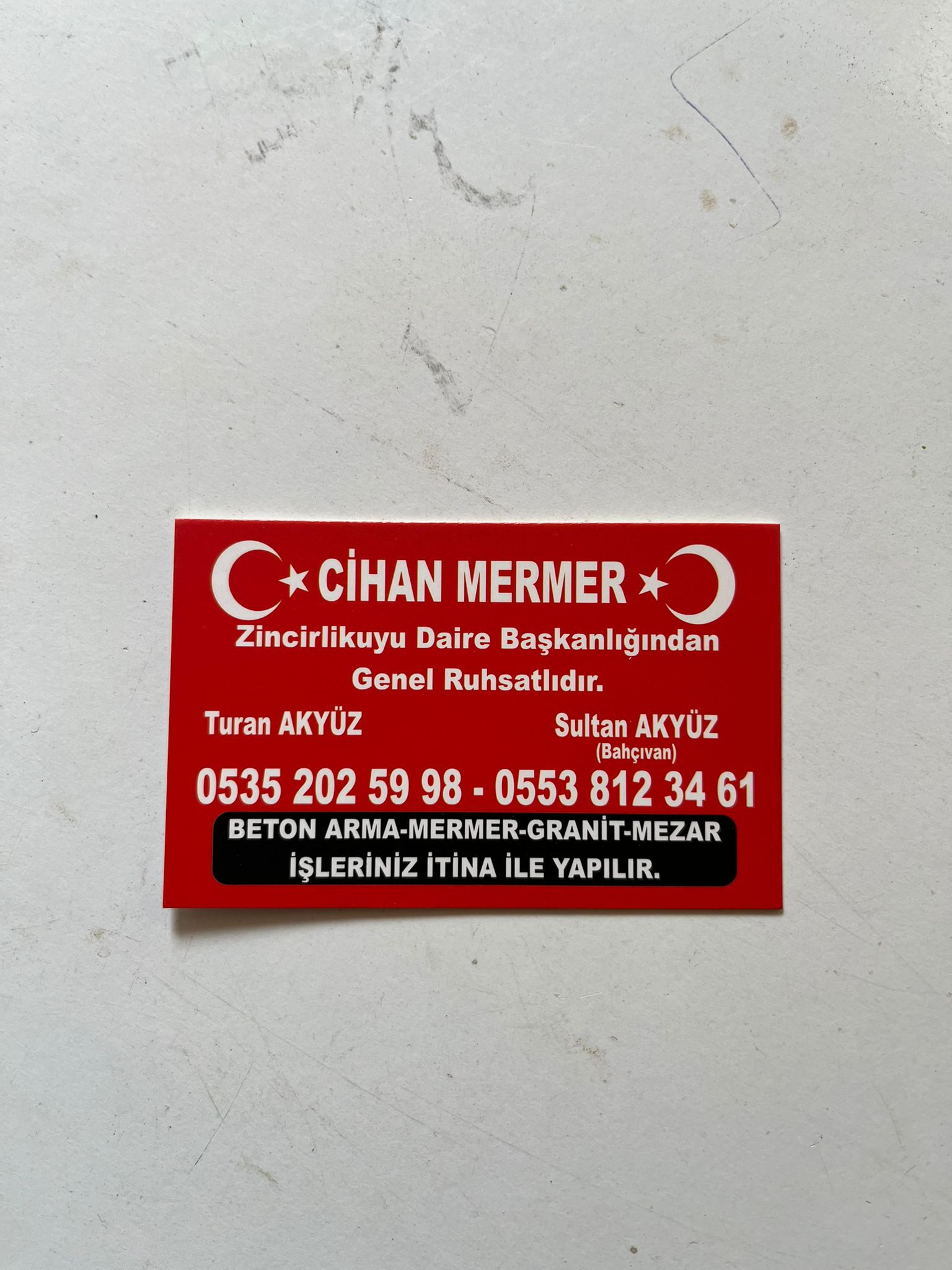 Cihan Mermer kartvizit görseli